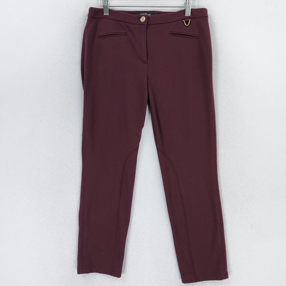Talbots Pants - Talbots Pants Women 4 Burgundy Dalton Stretch Mid Rise Tapered Equestrian Seamed
